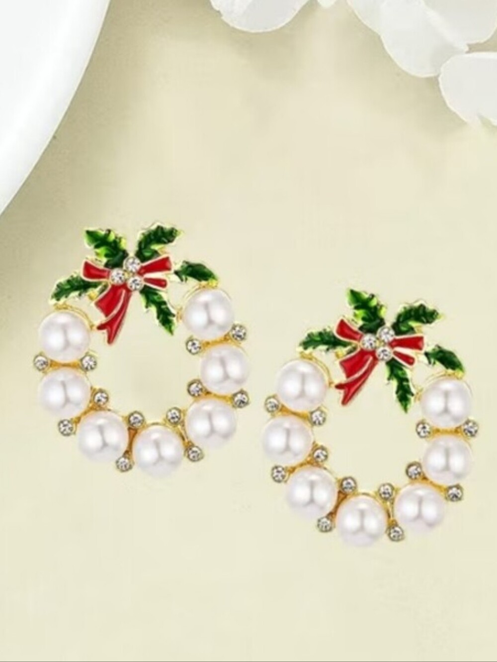 Christmas Wreath Earrings - Picture 2 of 2